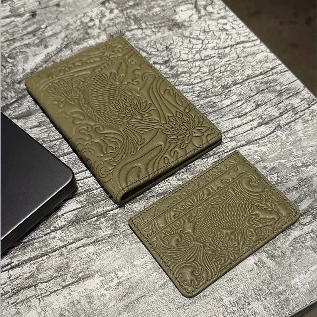 Olive Green Koi Card Holder